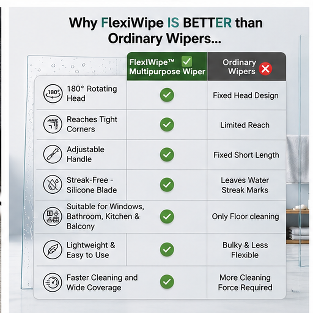 FlexiWipe – Multipurpose Wiper | Extendable-Rod |Floor Cleaner | 180° Head