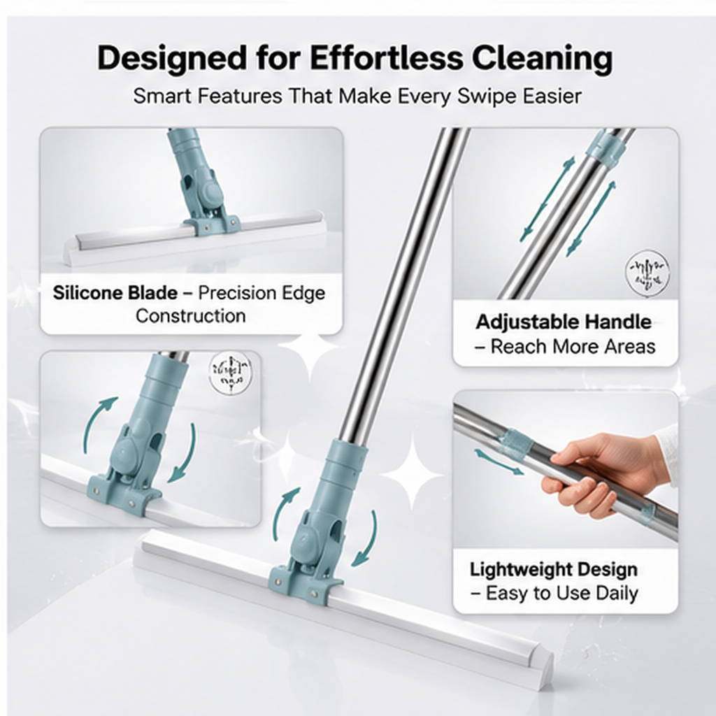 FlexiWipe – Multipurpose Wiper | Extendable-Rod |Floor Cleaner | 180° Head