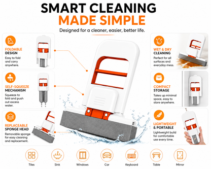 Mini Foldable Kitchen Mop – Compact, Lightweight & Easy-to-Use Floor Cleaner |